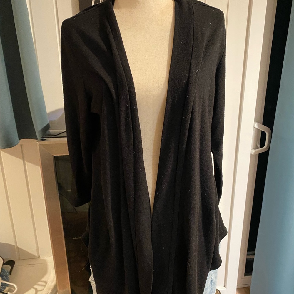 Black Open Front Cardigan Sweater